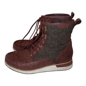 Merrell Roam Boots 9 Leather Red Raisin Tweed Lace Up Ankle Hiking  J17402